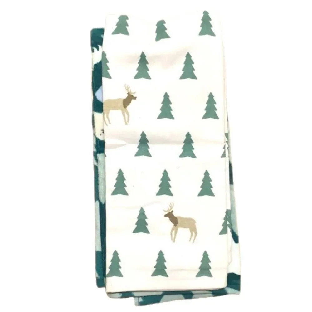 NWT Mama Bear Kitchen Towels Set of 2 Green White Rustic Cabin Decor
